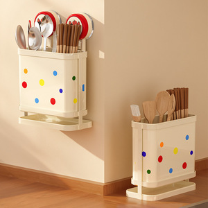 Chopstick Storage Box Wall Mounted Suction Cup Holder Rectangle Pet Material Hand Wash Only Spoon Rests Pot Clips - Product Image 1