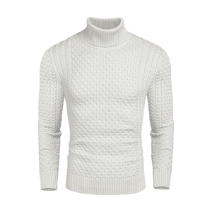 Pull à col roulé en tricot torsadé pour homme, chaud, pull d'hiver, design texturé épais |   Pull d'hiver élégant en tricot pour homme - Product Image 1