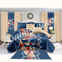10 pièces imprimé drap de lit ensemble rideaux couvre-lit ensemble 6 pièces imprimé draps King Size tapis pour salon correspondant rideaux