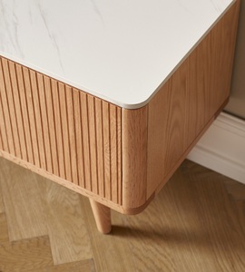 <span class=keywords><strong>Mueble</strong></span> para <span class=keywords><strong>TV</strong></span> A1083 de Estilo Nórdico Moderno, <span class=keywords><strong>Madera</strong></span> Maciza de <span class=keywords><strong>Roble</strong></span> Natural y Color Nogal Negro, con Superficie de Piedra Sinterizada - Product Image 6
