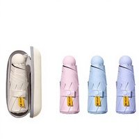 Parapluies manuels en gros à 50% de réduction, protection solaire UV, pliables, revêtement noir, double usage, mini, cadeau publicitaire