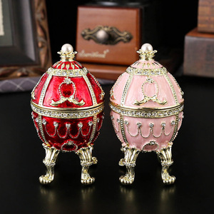 Boîte à bijoux en émail en forme d'œuf, artisanat rétro, boucles d'oreilles à clapet, bague, décoration pour la maison, le salon, la chambre - Product Image 1