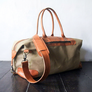 Sac de voyage robuste en cuir véritable et toile, écologique, personnalisé, imperméable, vintage, unisexe, grande capacité, sac de week-end - Product Image 1