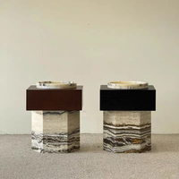 Table d'appoint en marbre naturel de style européen Table basse en marbre avec tiroir Mobilier de centre de salon