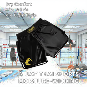 Muay Thai <b>Shorts</b> Moisture-Wicking Breathable Spandex/<b>Polyester</b> MMA Fighting Sanda Boxing Fitness Sports UFC Professional Front - Product Image 2