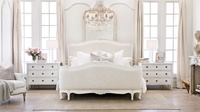 Français Louis XV de France style villa de luxe chambre à coucher bois massif sculpté à la main rétro grand lit de mariage