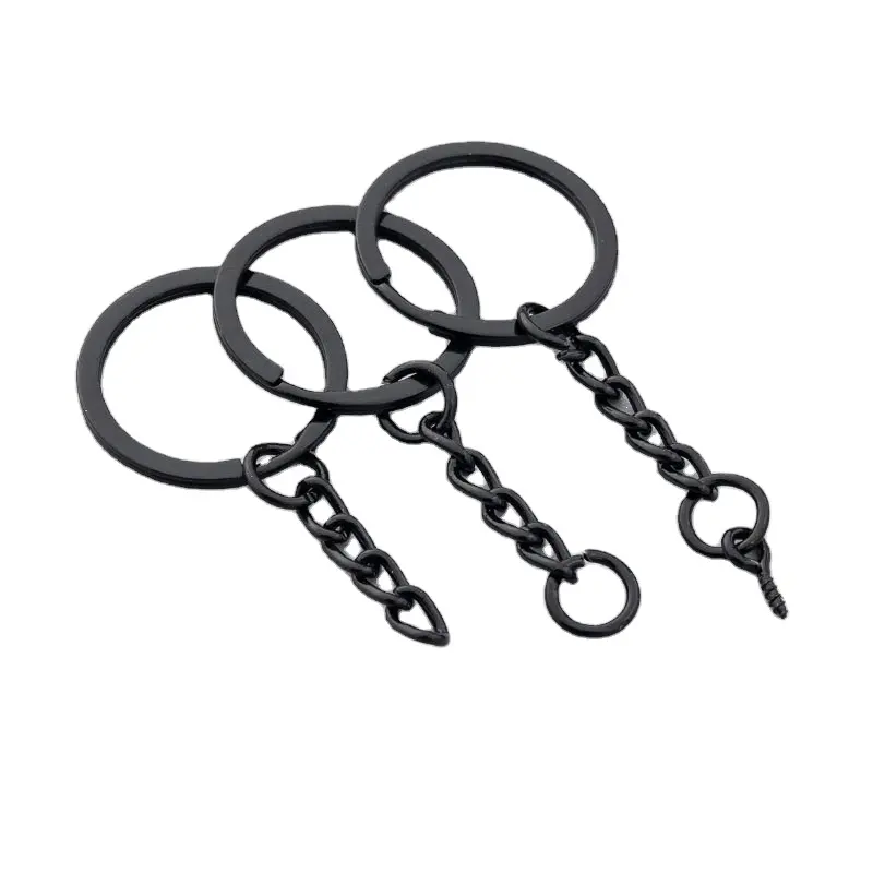 High quality black 25mm 30mm custom key chain ring with 4 jump rings