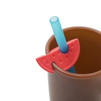 Protège-pailles en silicone en forme de pastèque pour tasses, gobelets, mugs de voyage, usage domestique et professionnel