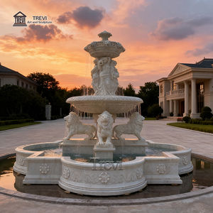 ट्रेवी घर में महिला मूर्तियों के साथ अतिरिक्त बड़ा आउटडोर संगमरमर का जल सिंह फव्वारा - Product Image 6