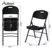 Chaise pliante, capacité de charge 150 kg, siège en HDPE de 35 mm, structure en tube d'acier, pour patio, jardin, camping et événements festifs