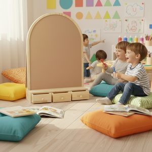Tableau magnétique en bois avec tiroir, tableau noir portable écologique pour enfants, écriture, art déco - Product Image 1