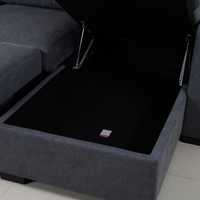 Canapé-lit sectionnel en tissu gris foncé en forme de L avec rangement et chaise longue pour salon, appartement, mobilier de maison