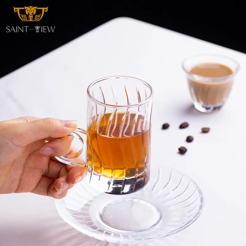 Manufacturers 6Pcs Bohemia Handmade Engraved Design Milk Juice Drink Glass Tea Coffee Cup Set