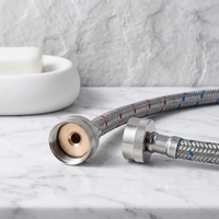 Tuyau de robinet tressé en acier inoxydable 304, connecteur d'alimentation en eau chaude et froide, tuyau flexible anti-fuite