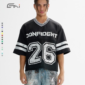 Logo personnalisé Boxy hauts courts sport Tshirt surdimensionné Tee unisexe vêtements Football Streetwear maille Jersey tenue T-shirt pour hommes - Product Image 2