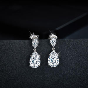 All Fashion GRA Certified Moissanite Fashion <b>Jewelry</b> (Old) Electroplated <b>Western</b> Matte Silver Water Drop Earrings - Product Image 4