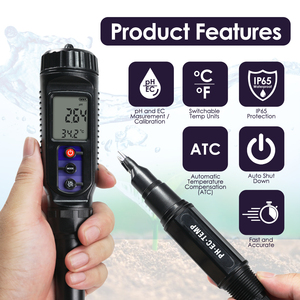 Testeur numérique 3-en-1 de pH, EC et température, étanche IP65, pour eau, viandes, aliments souples et solides, livraison gratuite - Product Image 1