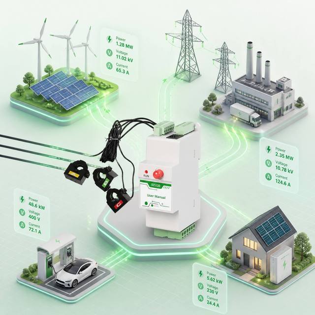 Heyuan DZS320 AC Power KWh Electric Bidirectional Three Phase Smart IoT RS485 Communication Energy Consumption Meter