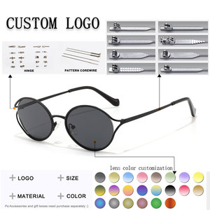 Retro Round Sunglasses Silver <b>Frame</b> <b>Pink</b> Gradient Lenses Unisex Adult Casual Lightweight Full Rim Style - Product Image 2