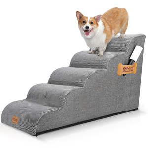 Nobleza di lusso in schiuma a 5 passi rampa per cani accessorio per animali con rullo per pelucchi scala modello animale letto in tessuto per gatti - Product Image 1