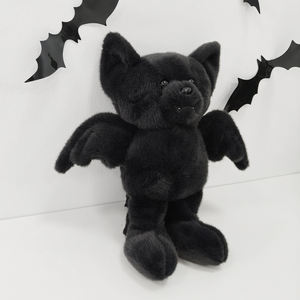 万圣节蝙蝠毛绒玩具可爱黑色超柔软聚酯纤维 PP 棉减压刺绣适合派对装饰和礼物 - Product Image 3