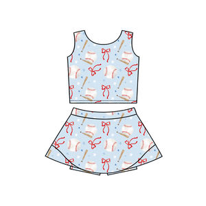 Vestido de Verano para Bebé Niña, Modelo GSD3834, Estampado de Béisbol Amarillo, Sin Mangas, Venta al Por Mayor, Vestido de Yoga - Product Image 3