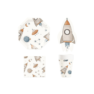 Juego de Vajilla Temática de Astronauta del Espacio Exterior DAMAI, Platos con Forma de Cohete para Niños, Kit de Fiesta de Cumpleaños para Niños - Product Image 1