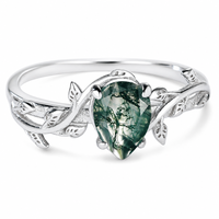 Bague de promesse pour femme en argent sterling 925, style bohème, forme de feuille de poire, pour mariage, fiançailles, anniversaire, usage quotidien