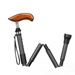 Canne télescopique en fibre de carbone, 4 sections, avec patins antidérapants, aide à la marche personnalisée pour personnes âgées - Product Image 5
