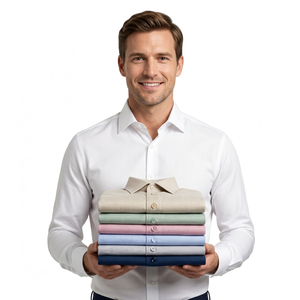 Men's <b>Linen</b> Cotton Casual <b>Shirt</b> Solid Color Long Sleeve Stand Collar Breathable <b>Summer</b> Wear - Product Image 1