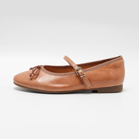 Chaussures plates en cuir à boucle pour femmes - Semelle extérieure en caoutchouc antidérapante, respirantes et légères