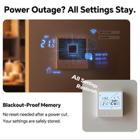 Termostato Programable para Calefacción de Agua, Pantalla Táctil, Memoria de Apagado, Protección Contra Heladas, Bloqueo Infantil, para Sistemas de Calefacción por Suelo Radiante
