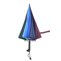Parapluies en pongee arc-en-ciel en gros avec logo personnalisé, 16 baleines en alliage, coupe-vent, ouverture automatique, grand modèle droit, 190T, luxe moderne