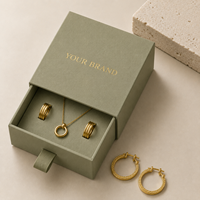 Boîte cadeau de luxe personnalisée pour bijoux avec ruban, emballage en papier recyclé pour bague, bracelet, collier, logo personnalisé
