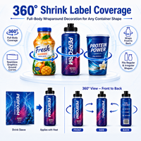 Étiquettes thermorétractables personnalisées pour bouteilles de nettoyage, sprays de soins personnels, emballages ménagers, film enveloppant intégral