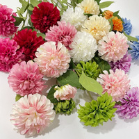 C231 Décoration d'intérieur artisanale réaliste, grande fleur de dahlia blanche à 3 têtes en soie, haute simulation, pour mariage, maison, fête, vente en gros
