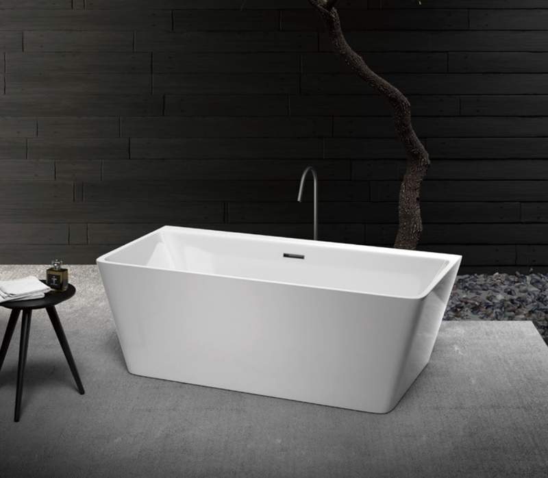 Pure Acrylic Rectangle Solid Bathtub Bathroom