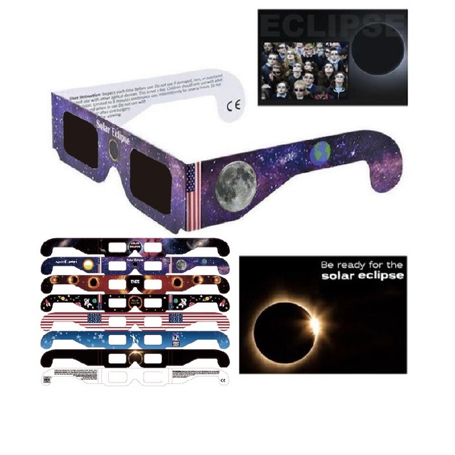 Wholesale Solar Eclipse Viewing Glasses Custom Printed Mirror Lenses Paper Frame