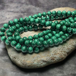 ลูกปัดมาลาไคต์ธรรมชาติขนาด 8 มม. รูปทรงกลม สีเขียว คริสตัลพลังงานพร้อมพลังบำบัด สำหรับทำเครื่องประดับ DIY และอาเกต - Product Image 5