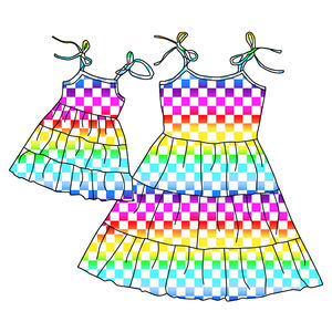 Robe d'été sans manches, longueur genou, épissage, conception de boutique <span class=keywords><strong>pour</strong></span> filles, tenues personnalisées Mom Me assorties, vêtements <span class=keywords><strong>pour</strong></span> enfants - Product Image 6