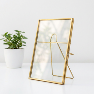 Cadre flottant en laiton à double verre avec support, fait main, classique, taille personnalisée pour fleurs pressées et photos - Product Image 6