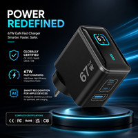 Cargador de Pared para Teléfono Móvil KYT 67W Usb c Gan Pd con Pantalla Digital