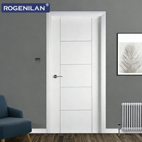 Porte d'entrée préfabriquée moderne en bois composite WPC Rogenilan, résistante à l'humidité, pour intérieur, portes de cloison