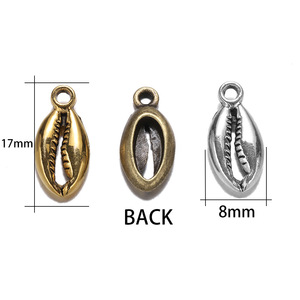 Oval <b>Shell</b> Pendant Zinc Alloy 17x8mm Antique Silver Gold Bronze For <b>Bracelet</b> Making Jewelry Findings - Product Image 2