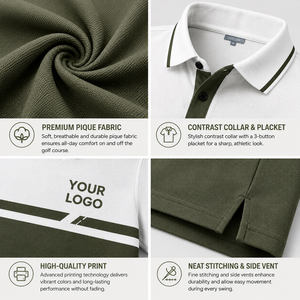 Chemises de golf Dri Fit Polo avec logo personnalisé, respirantes, anti-transpiration, extensibles dans 4 directions, vêtements de golf performants - Product Image 3