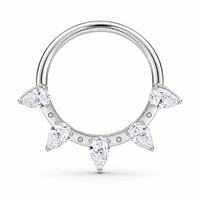 Anneau de piercing pour septum en titane G23 avec CZ poire 16G 1,2 mm 8/10 mm, taille personnalisée, pour piercing de narine