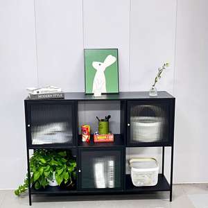 Moderno Mueble Bar para <span class=keywords><strong>Vino</strong></span> y Whisky, Negro, con Detalles en Madera y Metal, Almacenamiento para Cocina, Sala de Estar y Comedor - Product Image 1