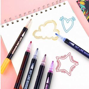 Non-Toxic Double Outline Fabric Set Plastic Diy Custom Shiny Color Marker Pen for <b>Drawing</b> - Product Image 3