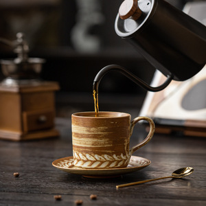 Tazas de Café Retro Japonesas, Tazas para Beber de Estilo Industrial, Tazas de Té con Plato - Product Image 2