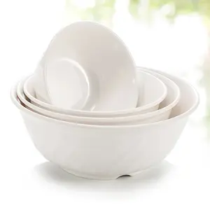 Однотонная белая миска для риса, индивидуальный дизайн, круглые блюда с принтом, миски для пасты, пластиковые миски для меламинового салата